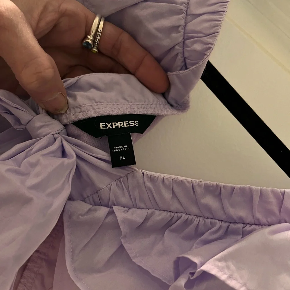 Express Lilac Ruffle V-Neck Top - Picture 2 of 13